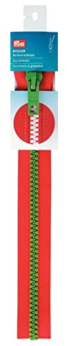 Prym Reißverschluss Bicolor (S12/60 cm, teilbar, rot/kermitgrün)