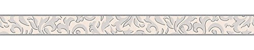 A.S. Création Bordüre Only Borders 9 Borte 5,00 m x 0,05 m grau metallic weiß Made in Germany 962091 96209-1