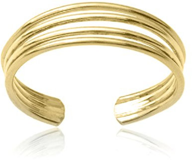 RS JEWELS Zehenring, handgefertigt, 14 Karat Gelbgold über 925 Sterlingsilber, verstellbares Band