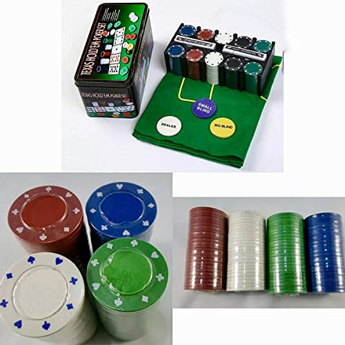ADEPTNA Professional Casino Style 200 Piece Texas Hold'em Poker Game Play Set -Comes in Tin Box