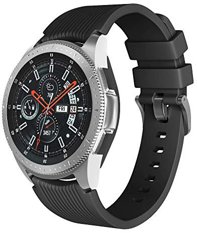 Armband Kompatibel mit Samsung Galaxy Watch 3 45mm/Galaxy Watch 46mm/Huawei GT 2 46mm, 22mm Silikon Sport Armbänder für Samsung Gear S3 Frontier (Schwarz, L)