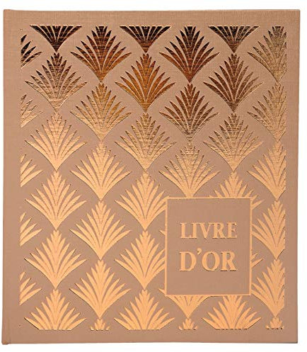 Exacompta - Réf. 9522E - 1 Livre d'or Palmyre - Format carré 21 x 19 cm - Tranche or avec titre - Marquage or rosé - 140 pages blanches unies - Visuel : Nude palmier