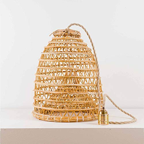 Maestro d'arte Felice Lampadario in giunco Nassa Salentina, complemento d'arredo in Stile Marino, Lampada Decorativa per Cucina, Soggiorno, Casa al Mare 30x37 cm