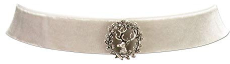Trachtenkette Samt mit Hirschemblem - Damen Samt-Kropfband enganliegend, Kropfkette elastisch für Trachtenbluse, Dirndlkette breit, Dirndl-Schmuck fürs Oktoberfest, Trachtenschmuck (grau)