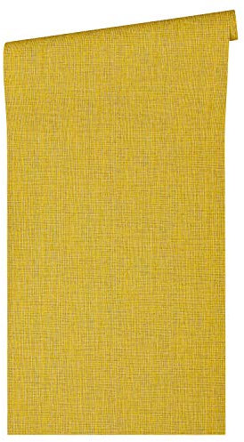 Architects Paper Vliestapete Absolutely Chic Tapete in Textil Optik 10,05 m x 0,53 m gelb grau braun Made in Germany 369762 36976-2