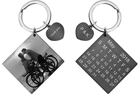 JSDDE Personalisiert Schlüsselanhänger mit Fotogravur Textgravur Puzzle Herz Anhänger mit Bild Personalisiertes Geschenk für Mama Papa Freund Freundin