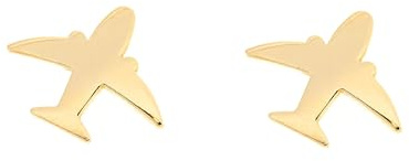 Damen & Kinder Flugzeug Ohrstecker - Gelbgold 9 Karat (375) - Geschenkbox - Garantiezertifikat