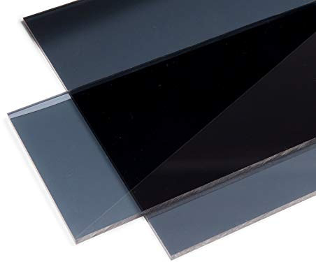 PLEXIGLAS® GS farbig 5 mm, vielfältig nutzbares und bruchfestes Marken Acrylglas für Lichtobjekte etc., 5 mm dicke PLEXIGLAS® GS Platte in 12 x 25 cm, mittelgrau transparent (7C83)