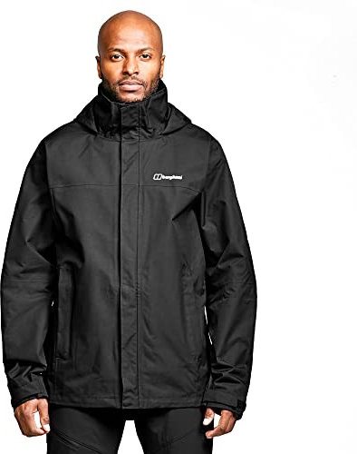 Berghaus Men's Rg Alpha 2.0 Waterproof Shell Jacket | Extra Breathable | Lightweight Coat | Durable, Black/Black, L