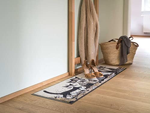 Salonloewe Rosina Wachtmeister Fußmatte Serafino & Friends 35 x 120 cm Schuhparkplatz waschbar Flur-Läufer schmal Katzen bunt Eingangs-Matte