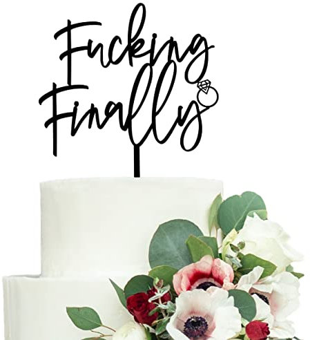 LOVENJOY Tortenaufsatz Hochzeit Lustig Cake Topper Schwarz Acryl Tortenstecker für Tortendeko