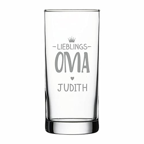 4you DESIGN Personalisiertes Longdrink-Glas mit Namen | Lieblings-Oma| Geschenk-Idee zu Weihnachten, Geburtstag, Mutter- & Vatertag | Saftglas Spülmaschinenfest | Persönliches Präsent | 485 ml