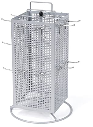 FLUHR DISPLAYS 4-seitiger Lochblechthekenständer drehbar | Verkaufsständer in Silber | 580 mm Hoch | 325 mm Breit