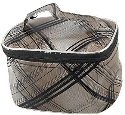 Ruilogod Travel Plaid Gedruckt schwarz dunkelgrau Reißverschluss Make-up Kosmetikbehälter