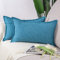 Madizz 2er Set Polyester- Leinen Kissenbezügen Weiche dekorative Kissenbezüge für Sofa Schlafzimmer Kissenhülle Blau 40x40 cm Quadrat