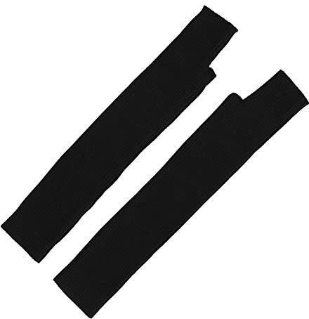 Loch-Handschuhwärmer für Frauen, Kaschmir-Handgelenkshandschuhe, gestrickt, lang, mit Daumenärmeln, Arm, Fingerlose, wärmere Handschuhe, Mischungshandschuhe Armstulpen Spitze Schwarz