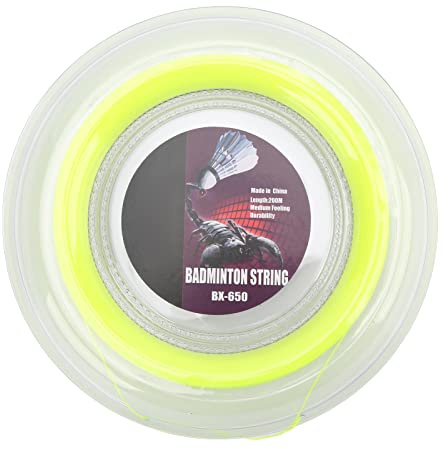 Pwshymi Bobine de Fil de Badminton léger 200 m avec Noyau en Fibre synthétique multifilament, Couche extérieure Jaune pour Raquette pour entraînement Quotidien Amateur