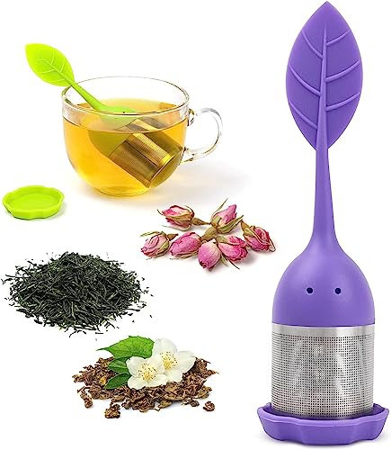 Silicone Tea Infusers - Fine Mesh Loose Leaf Tea Filter, Purple (1 Set)