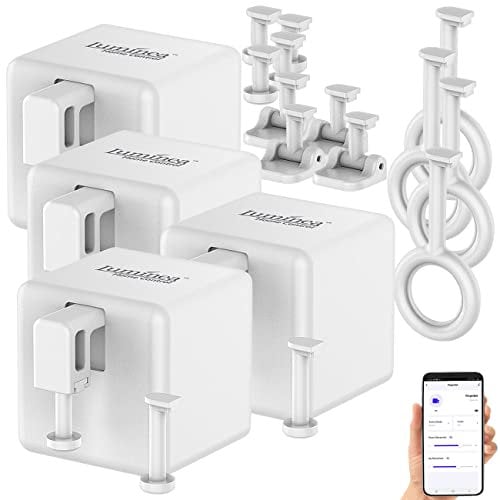 Luminea Home Control Smart Fingerbot: 4er-Set smarte Schalter-Aufsätze für Kippschalter & Taster, mit App (Schalter, Bluetooth, Button, Bluetooth)
