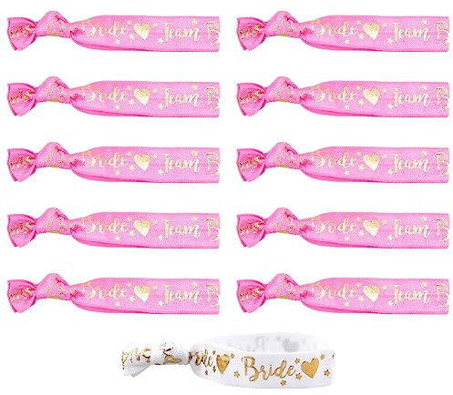 Junggesellinnenabschied-Armband-Set, 1 weißes Brautarmband + 10 Stück Phosphor-Team-Braut-Armbänder