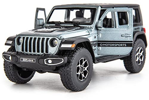 TGRCM-CZ 7 Tür Wrangler Spielzeugauto 1/32 Druckguss Pull Back Modell Auto mit Ton und Licht Spielzeug Fahrzeug für Mädchen Jungen Festival Geschenk Grau Auto