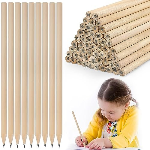 HAOMEEDUO 60 Stück Bleistift HB Holz Bleistift Naturholz Holzbleistifte Natur 17.7cm*0.7cm Bleistifte aus Holz HB Bleistift Set Holzbleistift Graphitstifte für Schüler Büro Schulmaterial