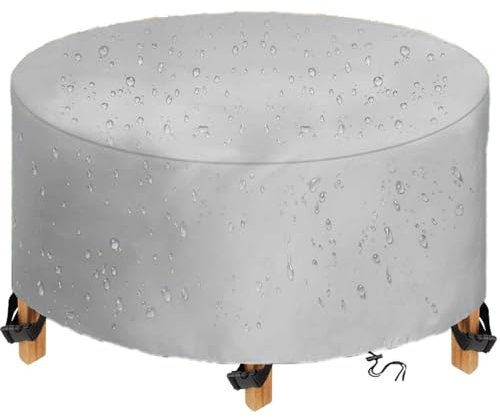 TopIdea Funda Mesa Jardín Redonda Funda Protectora para Muebles Impermeable Redondo Resistente al Viento Anti-UV 600D Exterior Protección Cubierta de Muebles de Mesas 160x70cm