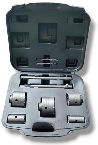 10 Pezzi per kit 5 carotatrici Widia Misure 30 mm 40 mm 65 mm 80 mm 100 mm + 2 Aste 350 mm SDS Plus e sSDS Max + 2 punte di centratura + valigia trasporto
