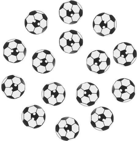 VILLCASE 50 StüCk Vintage Holzknöpfe in FußBalleform – Fußball-Malerei Runde Knöpfe Holzknöpfe Natur mit 2 Löchern - Handgefertigte KnöPfe Zum AnnäHen FüR DIY Kleidung, Bastelprojekte Und Dekoration