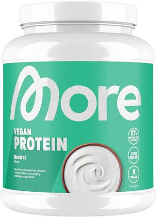 MORE Vegan Protein, 600 g, Geschmacksneutral, veganes Proteinpulver mit bis zu 27 g Protein pro Portion, mit Sojaprotein - made in Germany