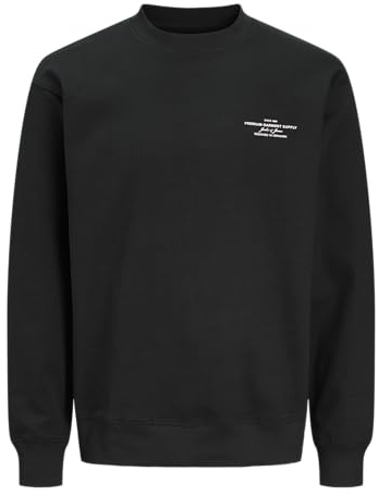 JACK&JONES Herren Jprblachad Branding Sweat Crew Neck Sn Sweatshirt, Black, L