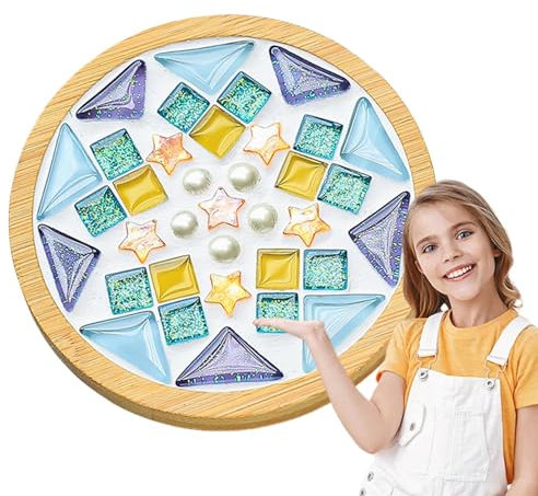 Wpsagek Kits de Dessous de Verre en mosaïque pour Adultes, kit de Dessous de Verre en mosaïque, Paquet de matériaux d’Artisanat en mosaïque, Kit de Dessous de Verre en mosaïque de Couleurs mélangées,