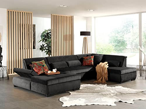 Lisa Design Vermont - Wohnlandschaft mit Ecke rechts - 7 Sitzplätze - XXL - aus Samt Dunkelgrau