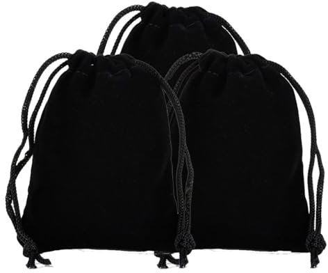 Qiantull Lot de 10 grandes pochettes en velours, 20 x 30 cm, pour mariage, fête, cadeau, en tissu, avec cordon de serrage, pour mariage, fête, cadeau, noir, 20 x 30 cm