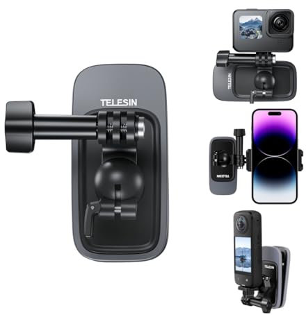 LEWOTE Sangle de sac à dos multifonction pour appareil photo et téléphone - Support magnétique - Tête sphérique à 360 degrés - Sangle d'épaule - Support Vlog - Compatible avec caméra d'action et