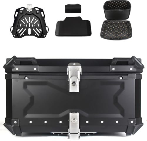 Motorradkoffer Aluminium Top Case 28L 36L 45L 55L 65L 80L 100L, Motorrad Heckkoffer Helmkoffer,Große Kapazität Gepäckträger Rollerkoffer(Silber,28L)