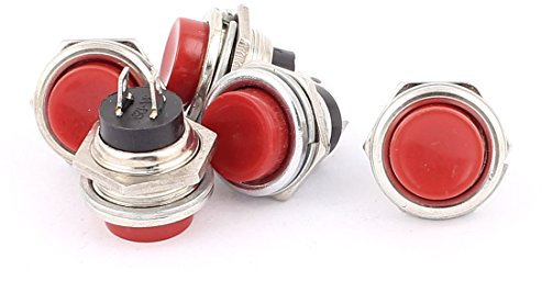 MCQWOMFQAK 5pcs Red Wall Switches Button SPST Momentary Metal Pushbutton Switch 16mm AC Dimmer Switches 125V 3A xiaguolingsm