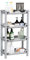 Qualiware 4 Tier Shower Caddy Organizer Shelf Corner, 40 x 20 x 69.5 Centimeter, Rustproof Free Standing Plastic Shower Rack Stand Corner Shelves for Bathroom Storage Unit (Rectangular Grey)