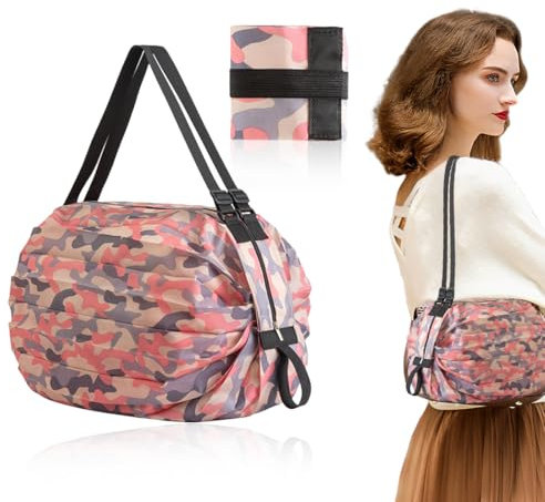 Borse della spesa 1 Style Shopping Bag Pieghevole con cerniera, borse per la spesa, riutilizzabili, pieghevoli, da viaggio sportivo, borsa per la spesa riutilizzabile, Grande Capacità Carrybag