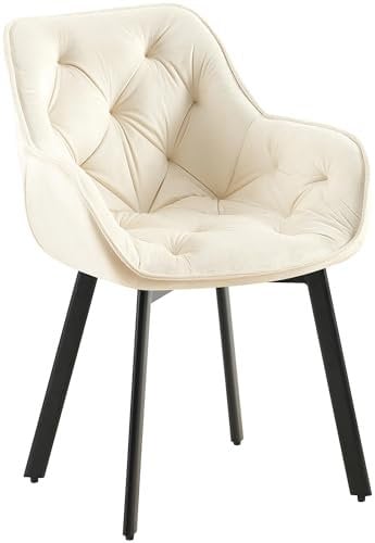 CLP Esszimmerstuhl Antigo I Sessel Mit Samt-Bezug I 180° drehbarer Stuhl, Farbe:Creme
