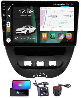 ZZPHKK Android 13 Autoradio mit Navi für Peugeot 107/Toyota Aygo 2005-2014丨9 Zoll Doppel Din Auto Radio Touch Display mit Carplay Android Auto/Bluetooth/FM RDS DAB+/Lenkradsteuerung/DSP(NF-7)