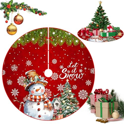 Shyllin Rosso Gonna Albero di Natale, 120 cm Copri Piede Albero di Natale, Rotonda Tappeto Albero di Natale, Rosso Base Albero di Natale, Copertura per Albero di Natale per Natale, festa, Capodanno