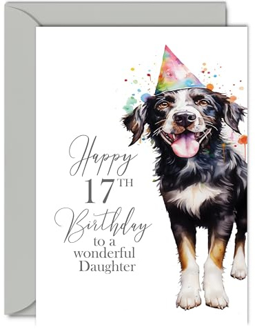 Giftzie Geburtstagskarte zum 17. Geburtstag für Tochter, Party-Hund