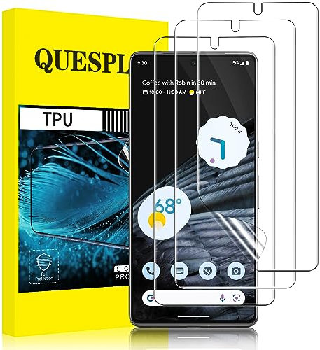QUESPLE [3 Stück] TPU Schutzfolie für Google Pixel 7 Pro 5G Folie, Anti-Kratzen, HD Klar Blasenfreie Weich Google 7 Pro Display Schutz, Fingerabdruck-ID Unterstützen
