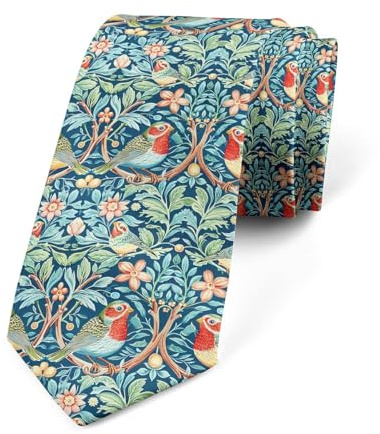 Loussiesd Vintage Floral Drucken Herren Krawatte Botanische Rose Herren Krawatte für Männer Geschenk Frühling Garten
