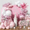 Kit d'arche de ballons roses et blancs – Ballons rose pastel et blancs avec étoiles métalliques pour les fêtes d'anniversaire et de Saint-Valentin des filles