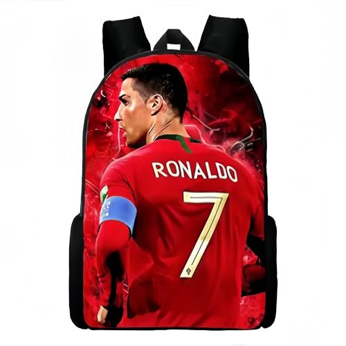 Umbrean Fußball-Rucksack mit Fußballstar-Motiv, Rot,Multifunktionale Reisetasche, geeignet für Studenten, Jugendliche und Fußballfan.