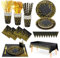 Sylken 186PCS Black and Gold Party Supplies Set,25 Guests Golden Dot Party Dinnerware,ncludes Black Paper Plates Napkins Paper Cups Tableware,for Wedding Shower,Engagement,Wedding,Birthday