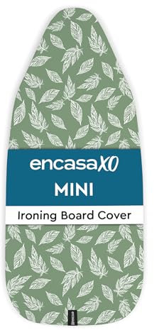 Encasa XO Housse Table À Repasser avec Rembourrage en Feutre De 3 mm, Serrage par Cordon (Convient Aux Planches Standard De Mini De 72x30 cm), Imprimé - Grandes Feuilles Vertes