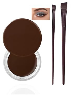 Brown Gel Eyeliner and Brow Pomade Set with 2 Precision Brushes | High-pigment dual-use formula for eyes and brows, precision brushes included, for daily makeup, parties and defined looks